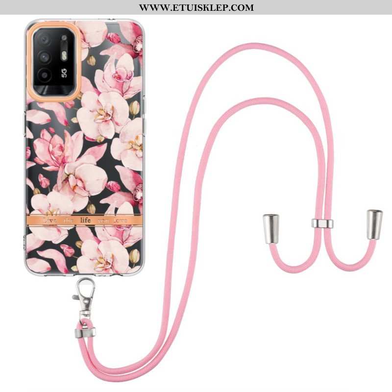 Etui do Oppo A94 5G ze Sznurkiem Ze Sznurkiem Kwiatowym